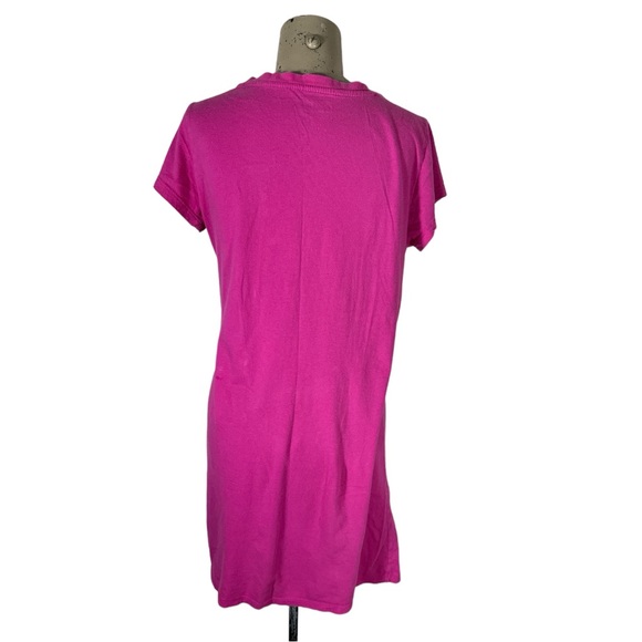 Retro Pac Man Hot Pink Juniors Long Tee Night Gown Sleep Short Sz M - Picture 3 of 5